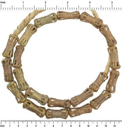 Handcrafted African Brass Beads Strand, 21" - Tribalgh - close-up