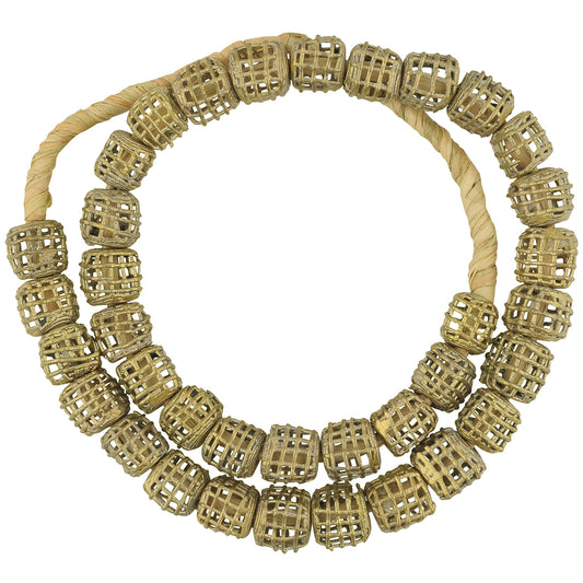 Cubed Ghanaian Brass Beads - Handcrafted In Ancient Wax Technique