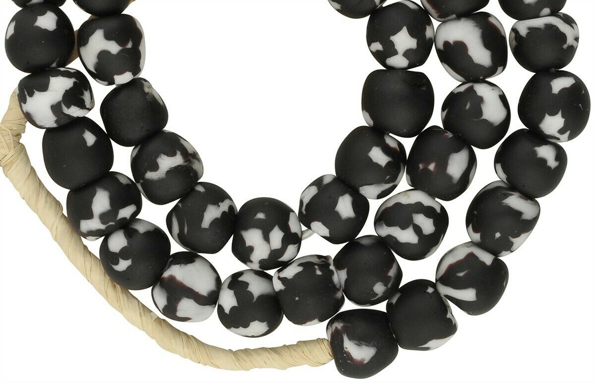 Handmade Ghana Glass Beads - Recycled Fused African Trade Beads - close-up
