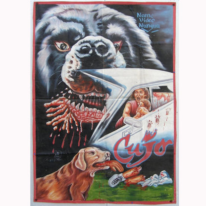 Cujo Movie Poster: Hand-Painted Artwork From Ghana - 154X102Cm - horror scene artwork