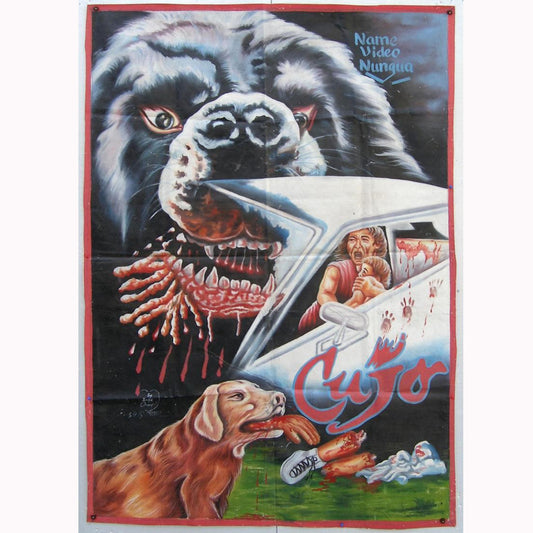 Cujo Movie Poster: Hand-Painted Artwork From Ghana - 154X102Cm - horror scene artwork