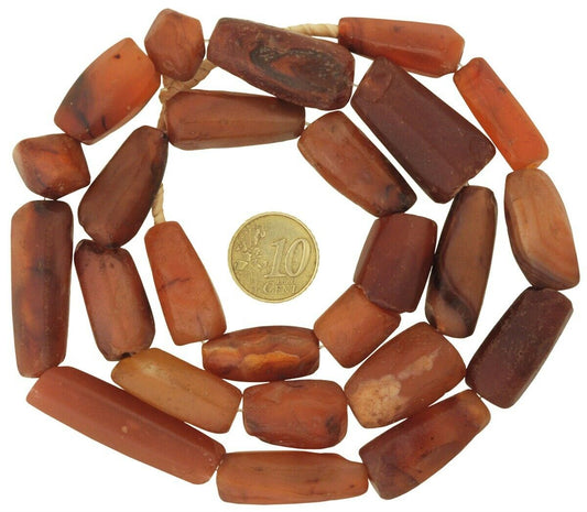 Antique African Trade Beads Agate Stone Carnelian Handmade Cambay India Necklace