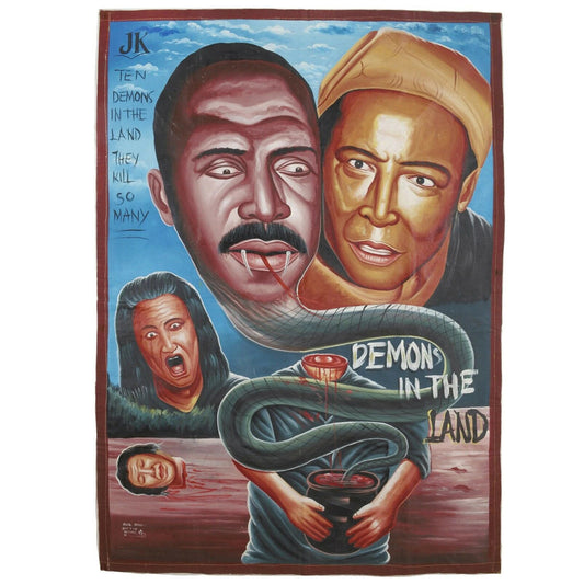 Demons In The Land Movie Poster - Authentic Ghanaian Art - horror scene artwork
