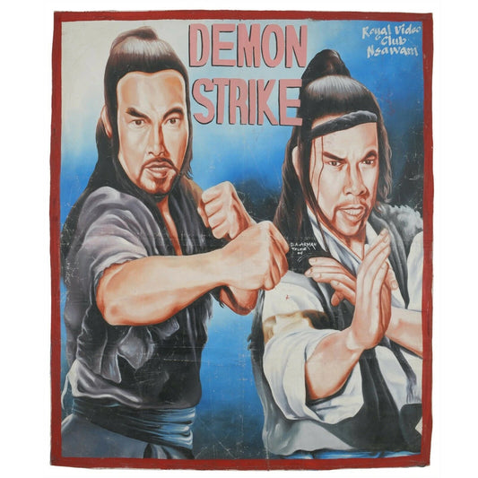 Demon Strike Martial Arts - Authentic Ghanaian Hand-Painted Poster - horror scene artwork