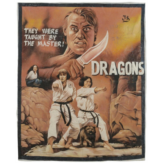 Authentic "Dragons" Martial Arts Ghanaian Movie Poster - Hand Painted Art