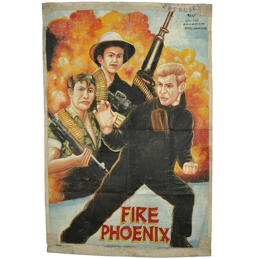 Fire Phoenix: Authentic Ghanaian Hand-Painted Movie Poster