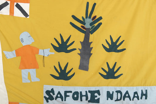 African Art Asafo Frankaa War Flag Fante Fanti Ghana Applique Gold Coast - focused artwork area