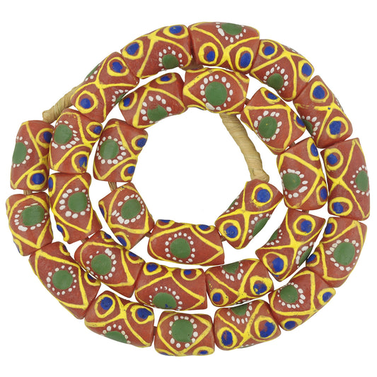 Exquisite 13-14Mm Fancy Krobo Powder Glass Beads From Ghana