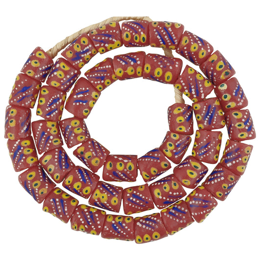African Trade Beads: 12Mm Fancy Powder Glass Beads From Ghana