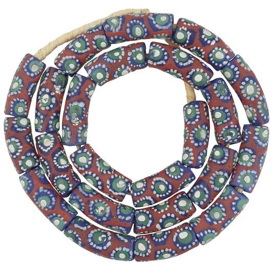 Authentic African Trade Beads - Fancy Powder Glass Krobo Beads - angled shot