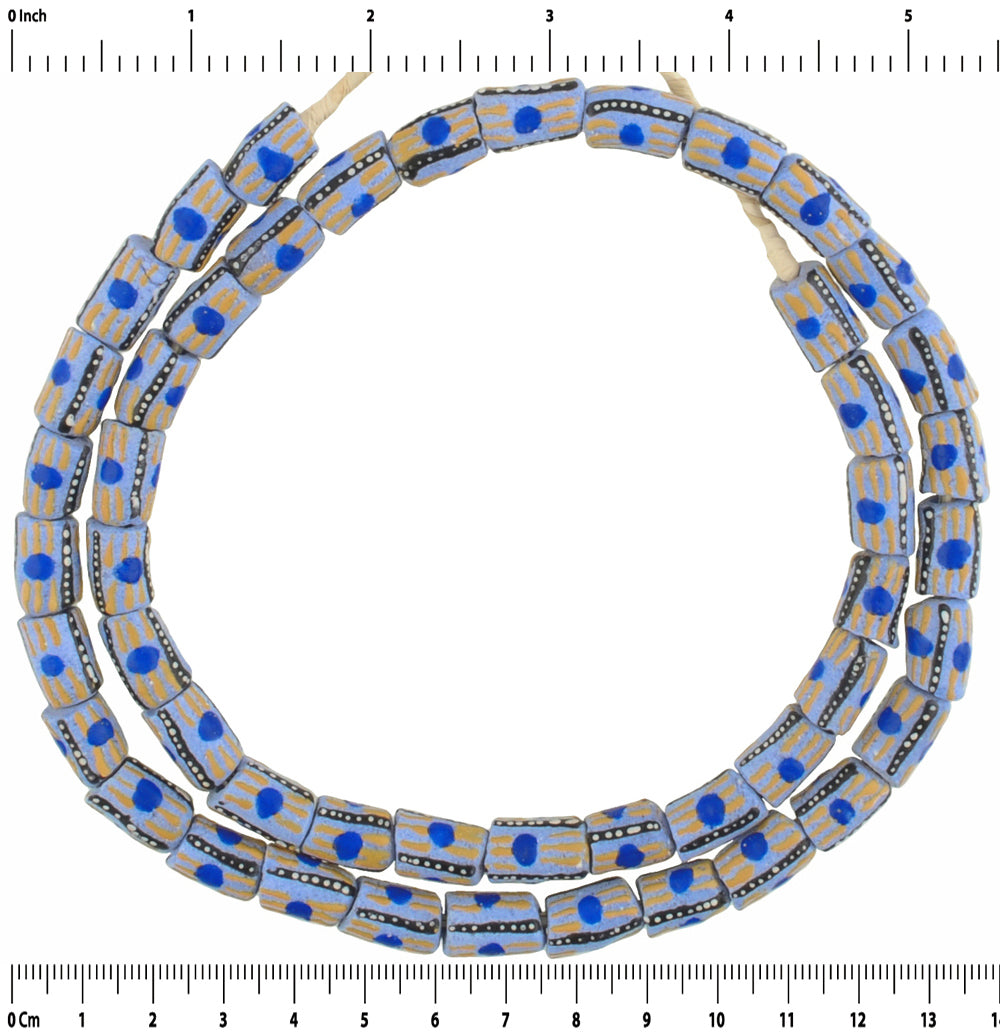 Authentic Ghana Krobo Fancy Recycled Glass Beads - 8-9Mm - close-up