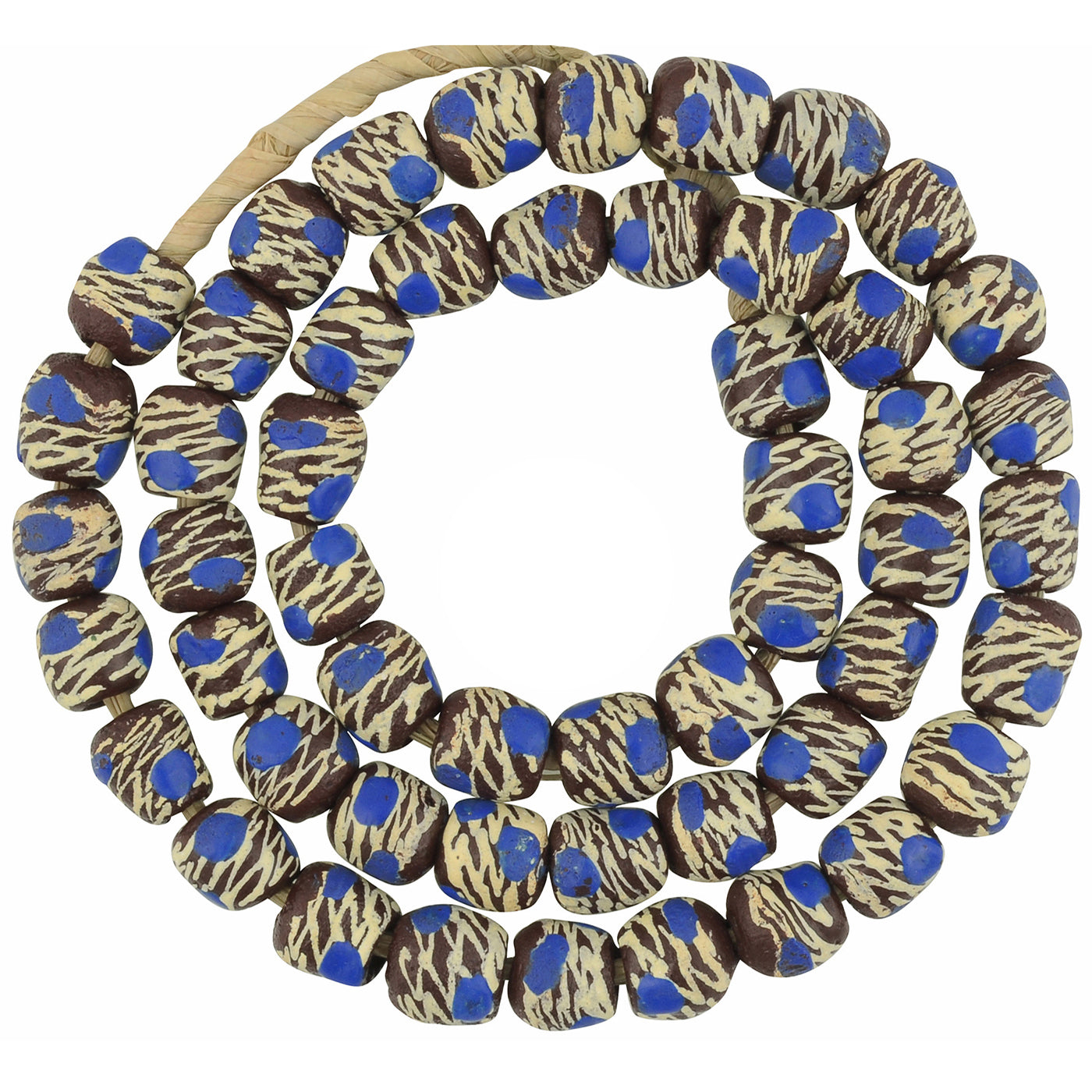 Handmade African Beads Recycled Glass Powder Krobo Necklace Ghana - close-up