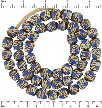 Handmade African Beads Recycled Glass Powder Krobo Necklace Ghana - angled shot