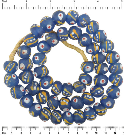 Authentic Ghana Krobo Fancy Powder Glass Trade Beads - close-up
