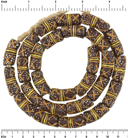 Beautiful African Trade Beads: 10Mm Fancy Krobo Glass Beads - zoomed-in detail