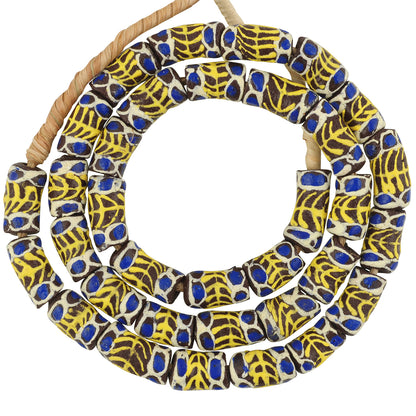 Beautiful Handmade Ghana Krobo Fancy Glass Beads - 24 1/4" Strand