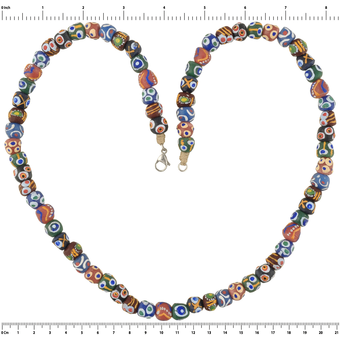 Handmade Recycled Glass Beads Necklace Ready To Wear Jewelry Krobo Ghana Africa - angled shot