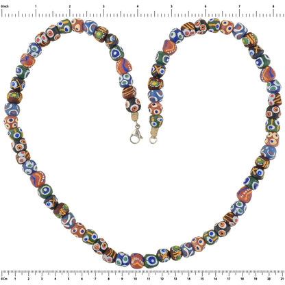 Handmade Recycled Glass Beads Necklace Ready To Wear Jewelry Krobo Ghana Africa - angled shot