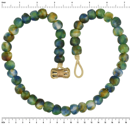 Recycled Powder Glass Beads Handmade Krobo Brass Ashanti African Tribal Necklace - product focus