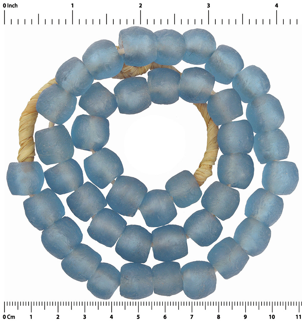 Translucent Krobo Glass Beads - African Trade, Recycled, 20.5" - close-up