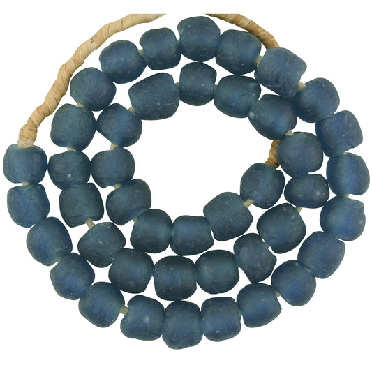 Translucent Krobo Glass Beads - 21" Strand - African Trade Beads