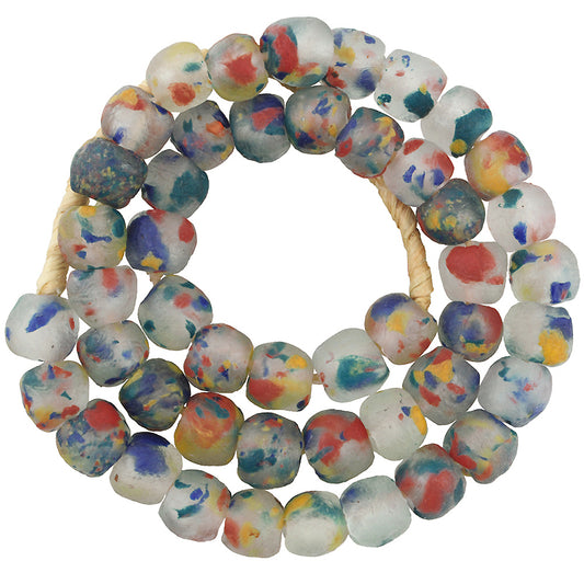 Translucent Krobo Glass Beads - 13Mm African Handmade In Ghana