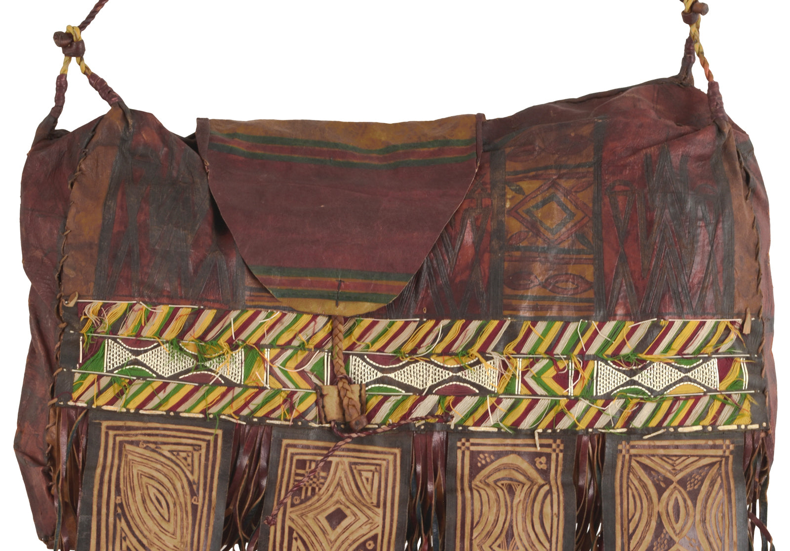 Authentic Tuareg Leather Sahara Nomad Storage Bag – Ethnic 21″ Fringe