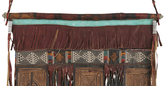 Old African Art Tuareg Bedouin Leather Tent Decoration Panel Niger - alternate view