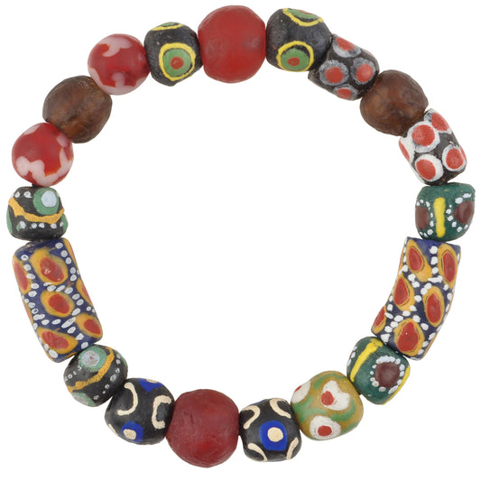Handmade African Beaded Bracelet - Glass Trade Beads From Ghana