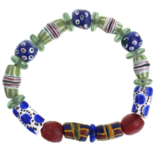 African Beaded Bracelet - Handmade Glass Beads From Ghana