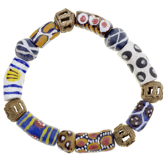 Handmade Beaded Bracelet - Brass & Glass Beads From Ghana