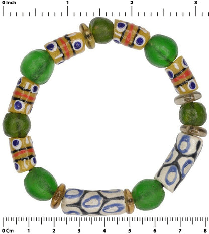 Handmade African Beaded Bracelet - Ghanaian Glass Beads - zoomed-in detail