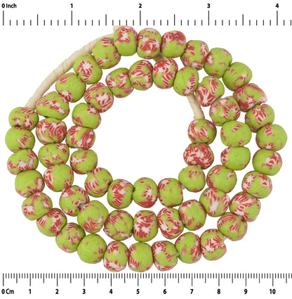 African Trade Beads: 10-11Mm Recycled Ghana Glass Beads - zoomed-in detail