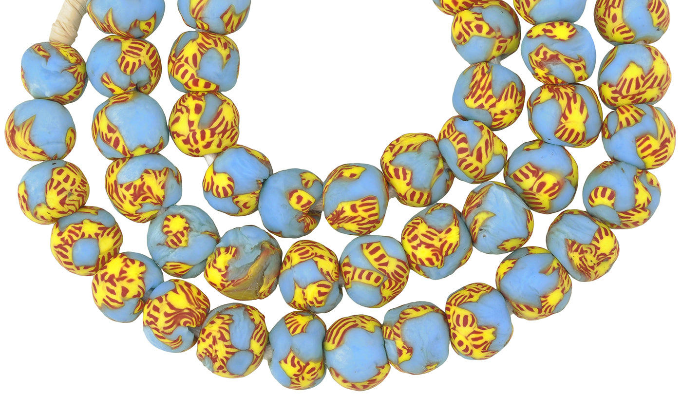Handmade African Trade Beads - Fused Recycled Glass Krobo Beads - close-up