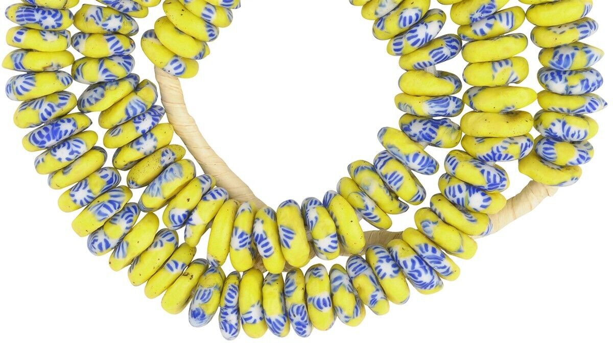 Authentic African Trade Fused Glass Beads - 10-11Mm, Ghana - close-up
