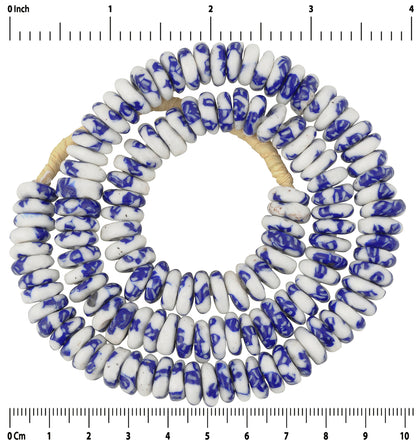 Handmade African Trade Beads - Recycled Glass Krobo Disks - zoomed-in detail