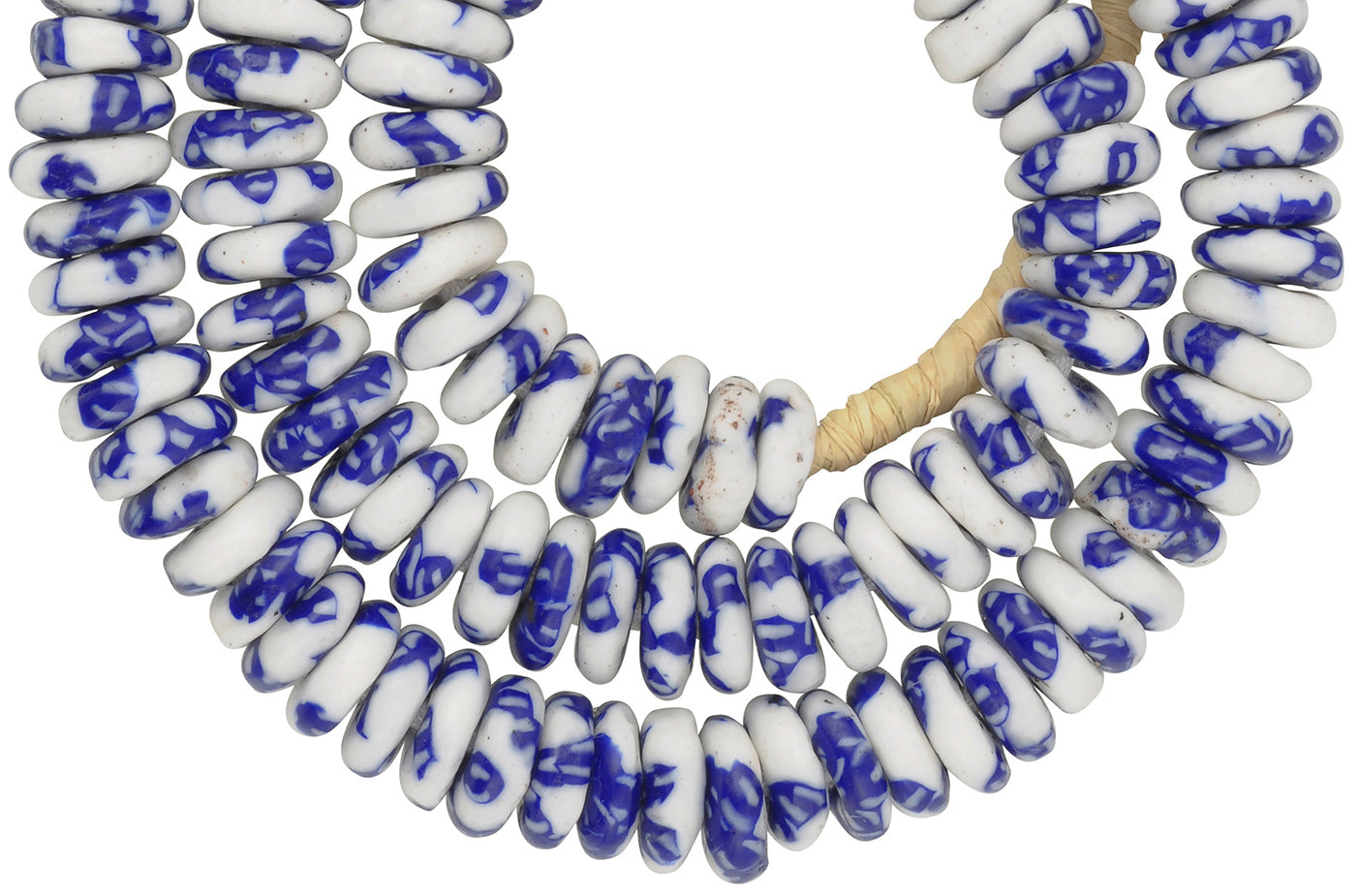 Handmade African Trade Beads - Recycled Glass Krobo Disks - close-up