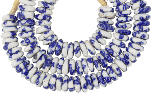 Handmade African Trade Beads - Recycled Glass Krobo Disks - alternate view
