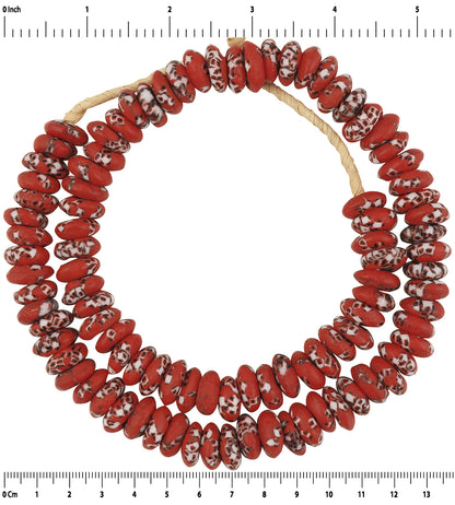 Handmade African Trade Beads - Ghana Recycled Fused Glass Disks - zoomed-in detail