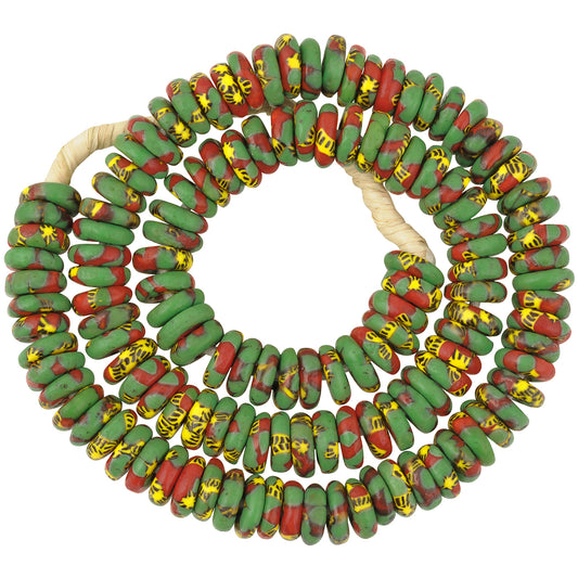 Handmade African Trade Beads - Fused Ghana Glass Disks 11Mm