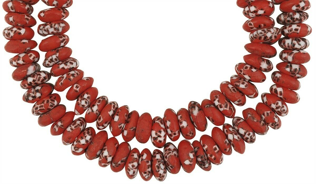 Handmade African Trade Beads - Ghana Recycled Fused Glass Disks - alternate view