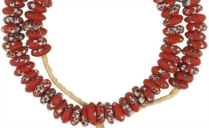 Handmade African Trade Beads - Ghana Recycled Fused Glass Disks - close-up