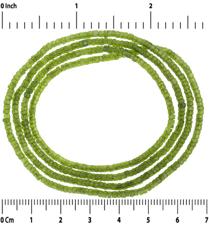 Old Venetian Tiny Translucent Green 2 mm Drawn Seed Bead Strand