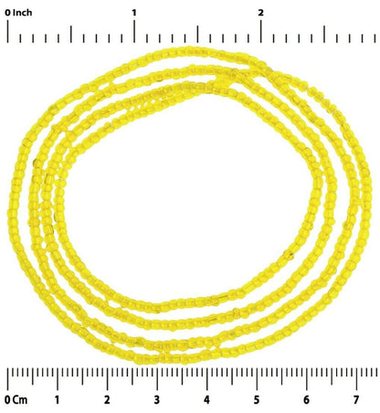 Yellow Translucent 2 mm Old Venetian Drawn Seed Beads Strand – Excellent