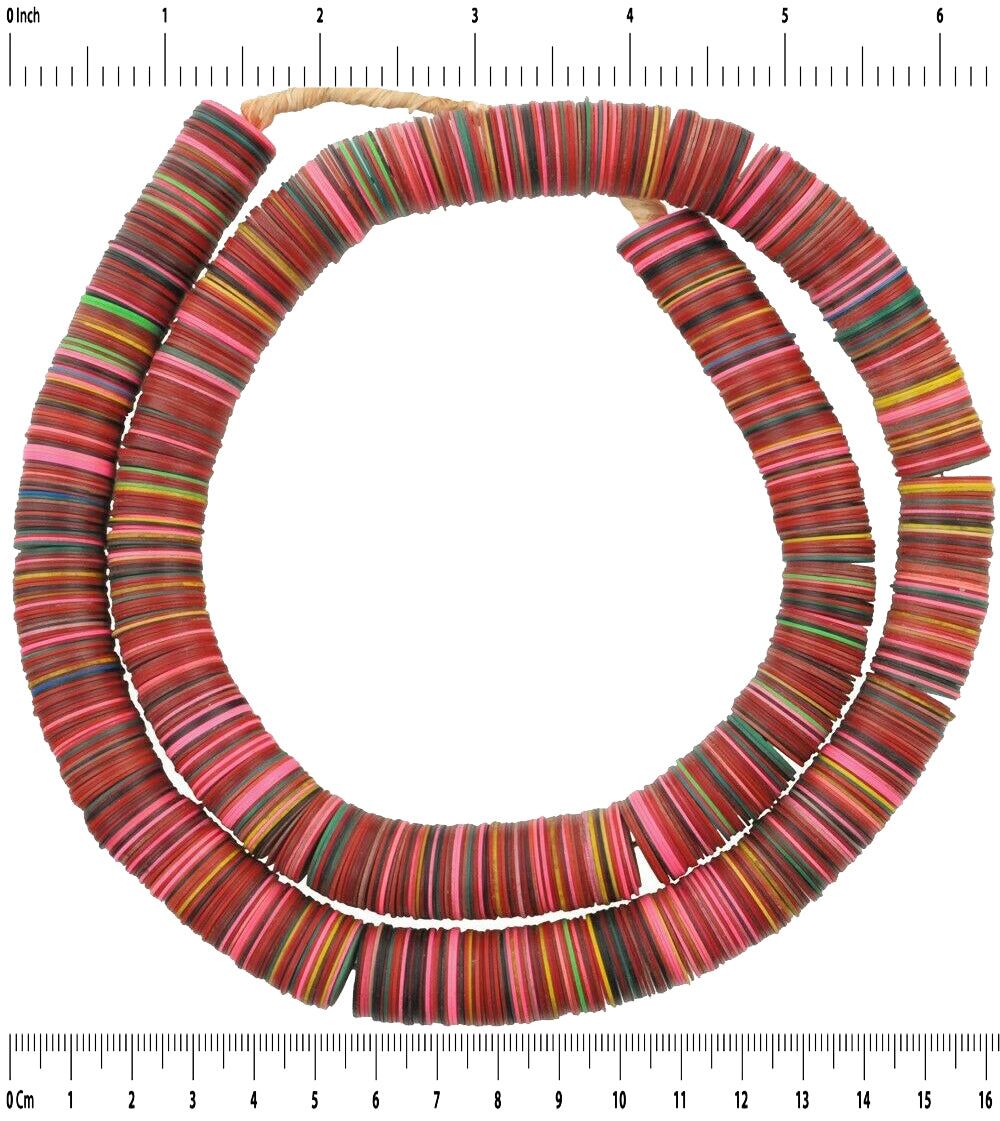 Rare Old Bohemian Czech Vulcanic Disks - Large African Trade Beads - close-up
