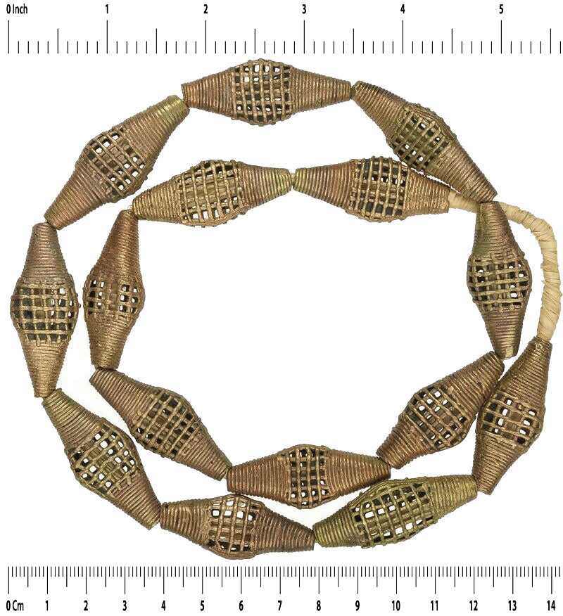 New Ashanti Tabular Brass Beads - Exquisite Handmade Art - close-up