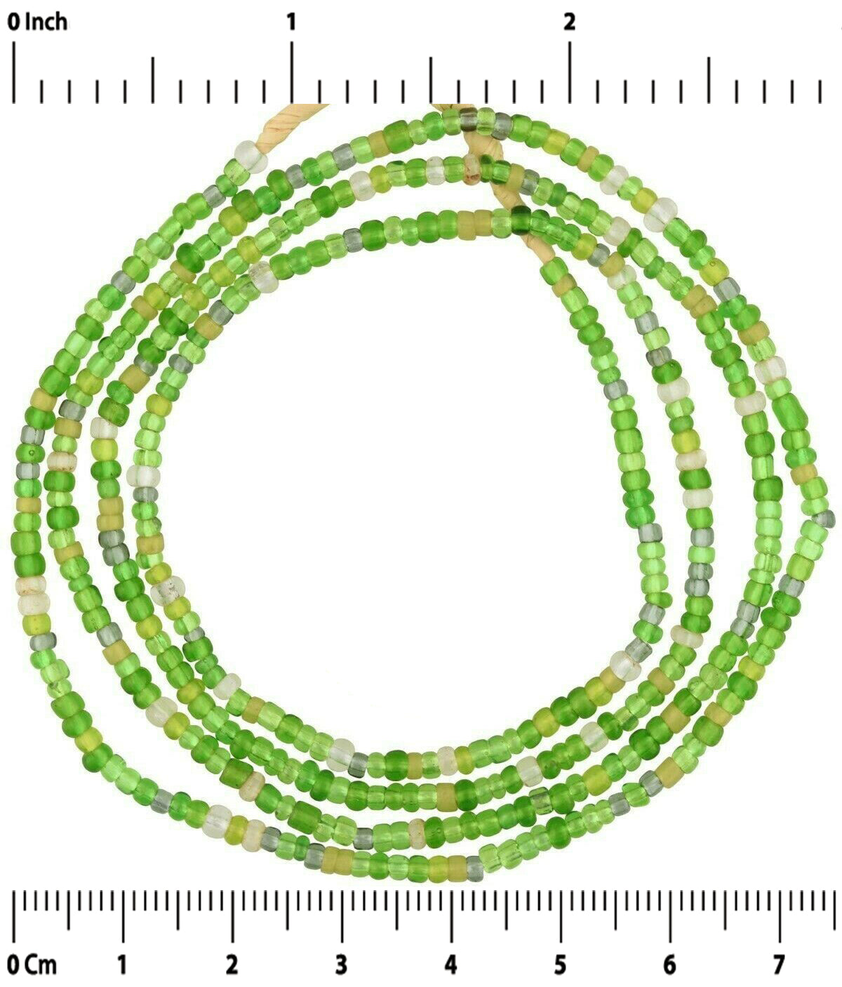 Old African Trade Tiny Venetian Glass Seed Beads Ethnic Necklace Translucent - close-up
