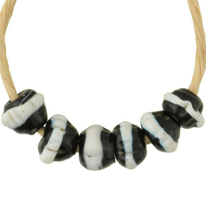 Antique Dog Tooth Venetian Wound Glass Trade Beads, 7-8Mm