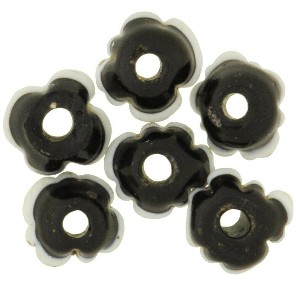 Antique Dog Tooth Venetian Wound Glass Trade Beads, 7-8Mm - alternate view