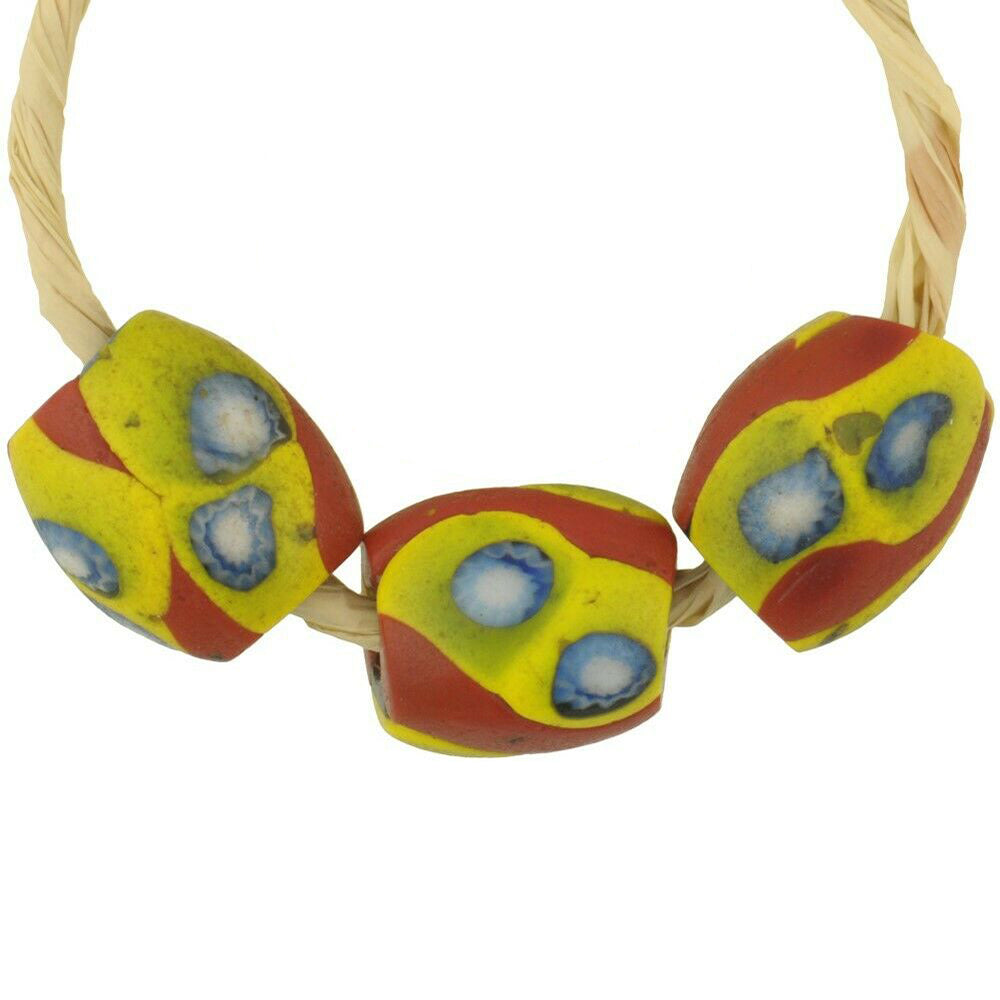 Antique African Trade Beads: Matching Oval Millefiori Mosaic Beads